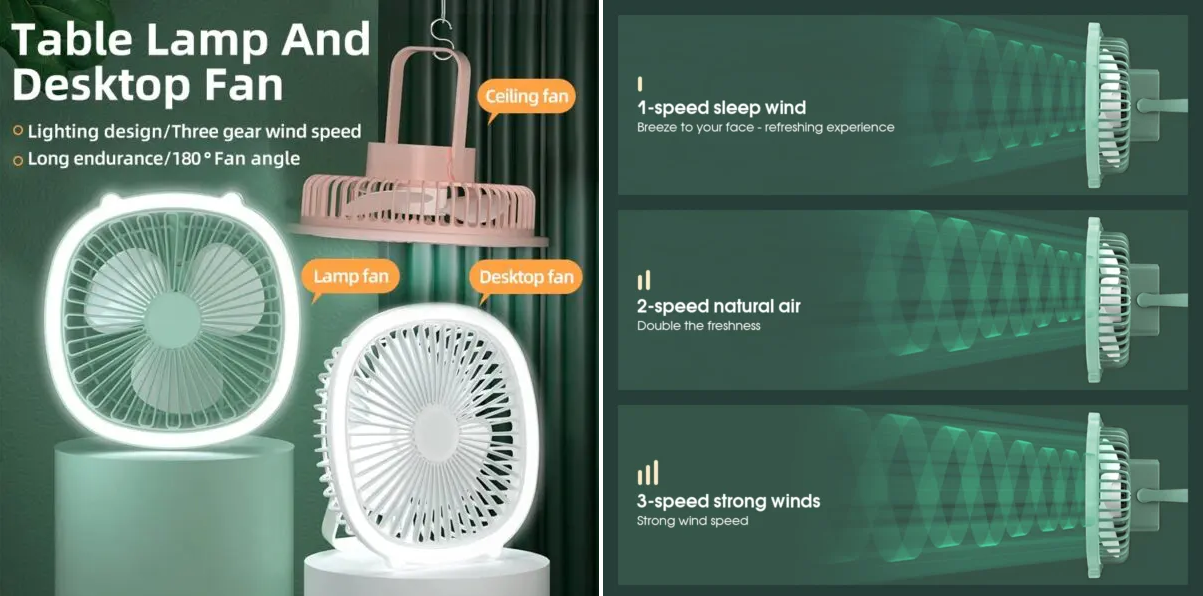 Portable Desktop Fan With light